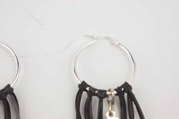 Waterfall Hoop Earrings with silver triangle upcycled - Image 5