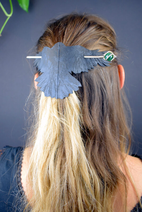 Vegan inner tube raven hair pin