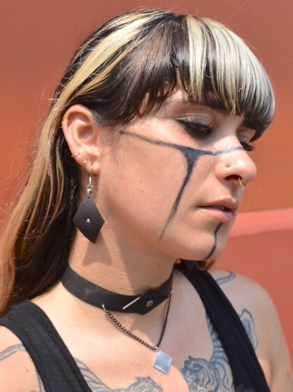 Inner tube upcycled Geometric Rhombus Earrings - Image 2
