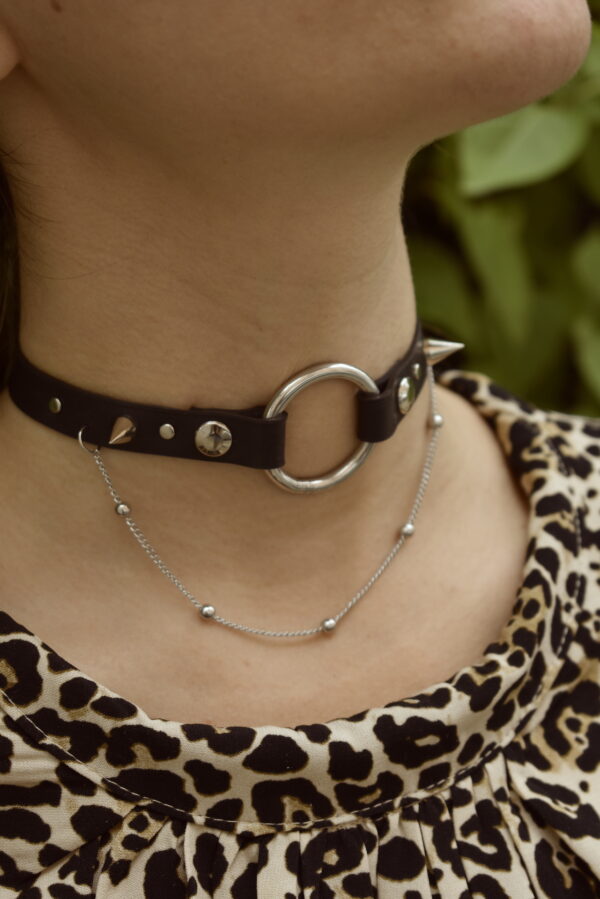 Upcycled Motorbike Tube Spiked Choker Necklace - Image 2