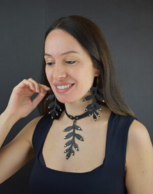 Curry Leaf Curry leaf chocker and Earring Set, made from inner tube