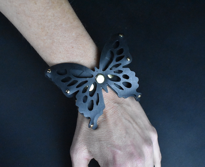 Black Butterfly Bracelet – Upcycled Motorbike Tyre Tube Jewellery